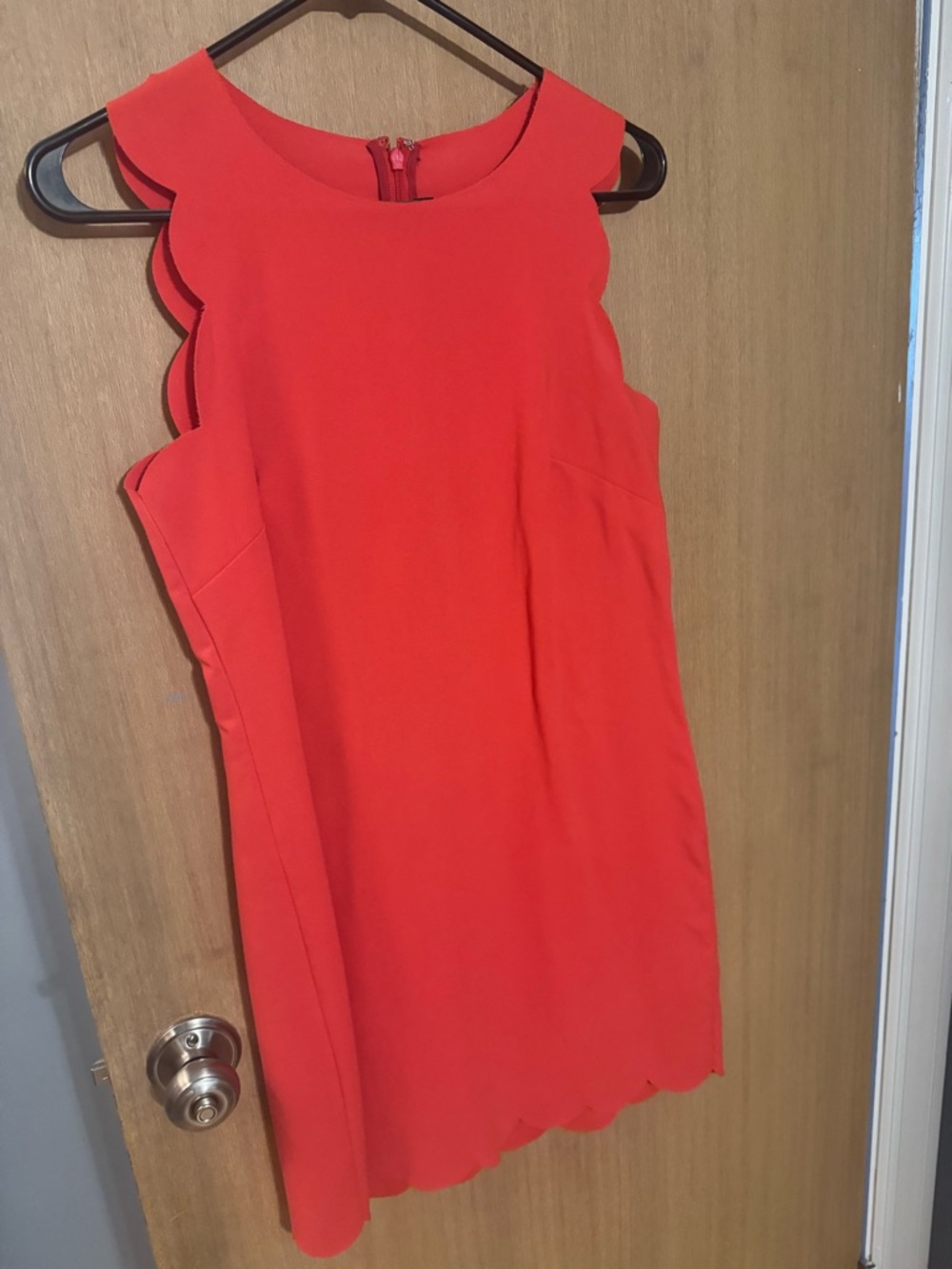 J. Crew Red Sleeveless Scallop-Edge Mini Dress